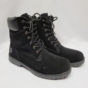 US Polo Assn Women's Black Winter Combat Boots